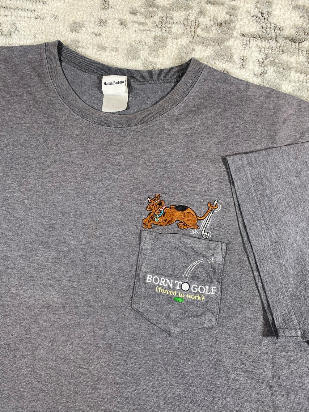 Vintage Scooby-Doo Born to Golf, forced to work Embroidered Tee Shirt
